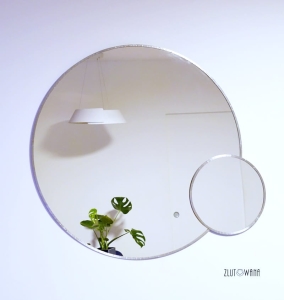 Lustro lutowane - 2w1 koło fi 80 cm i koło fi 30 cm - patyna srebrna