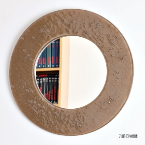 Lustro fusing - rama szklana brązowa - okrągłe - fi 38 cm