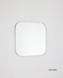 Lustro lutowane - 20x20 cm - rogi zaokrąglone r=5 cm - patyna srebrna  