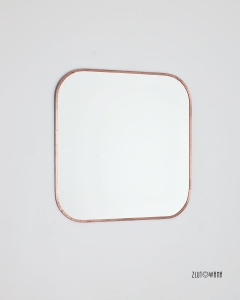 Lustro lutowane - 20x20 cm - rogi zaokrąglone r=5 cm - patyna miedziana