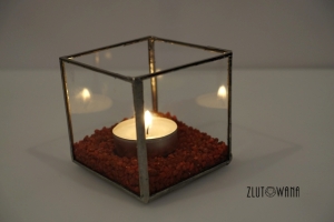 Świecznik geometryczny, lampion - Sześcian srebrny , rozmiar 9