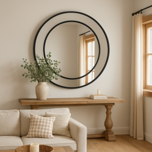 Lustro lutowane - okrągłe podwójne  70cm/50cm - patyna czarna