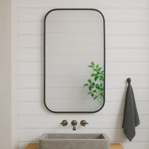 Lustro lutowane 40x60 cm rogi zaokrąglone r=8 cm w czarnej patynie