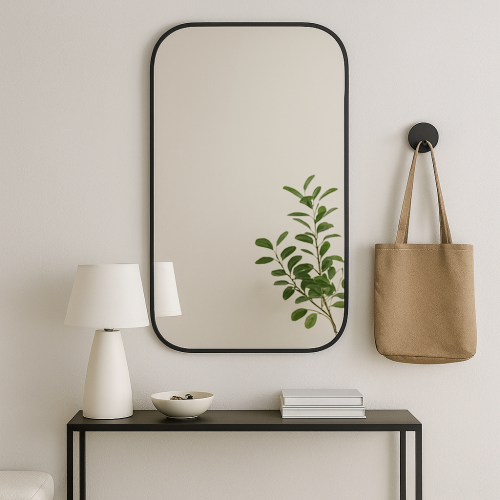 Lustro lutowane 40x90 cm rogi zaokrąglone r=6 cm w czarnej patynie