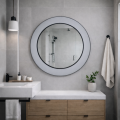 Lustro lutowane okrągłe na szkle lacobel biały w czarnej patynie