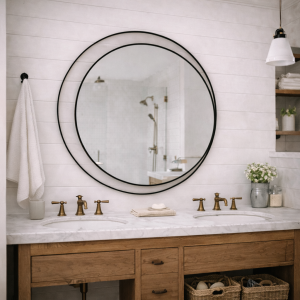 Lustro lutowane pawie oko  ze szkłem przezroczystym optiwhite  w czerni - fi 70 cm  