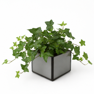 Osłona doniczki lutowana - lacobel szary metaliczny w czerni - 10x10x8 cm