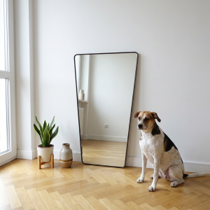 Lustro lutowane  trapez z małymi zaokrągleniami 50 x 80  w czarnej patynie
